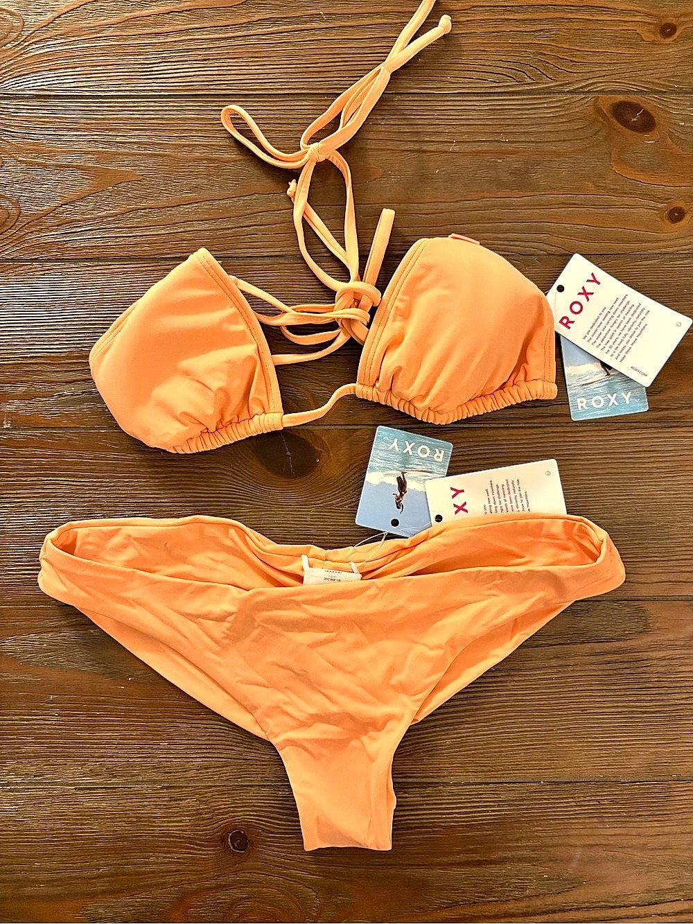 Roxy Beach Classics Cheeky 70s Bikini Set Bikini Set in Orange Size Small NWT
